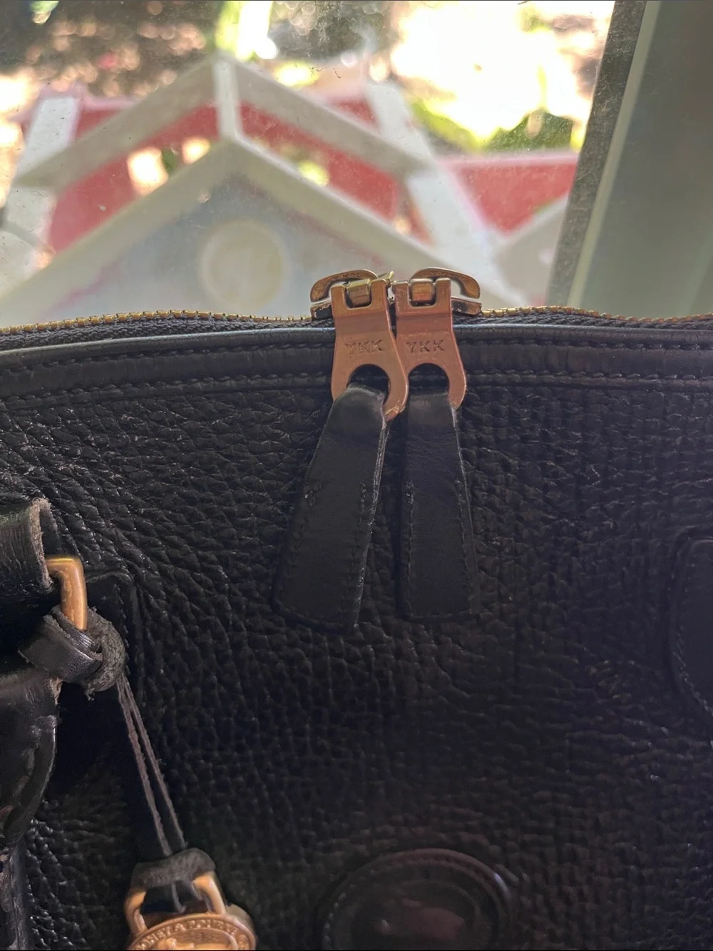 Dooney & Bourke Black Pebbled Leather Dome Satchel with Gold Hardware